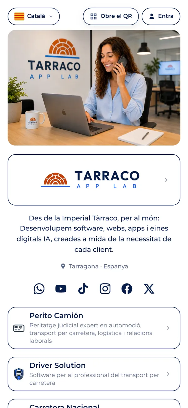 Contenidor de links de Tarraco App Lab, vist al mòbil